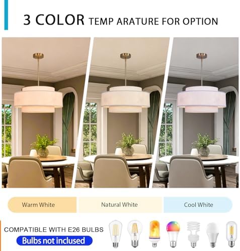 23.62" 6-Light Linen Drum Chandelier