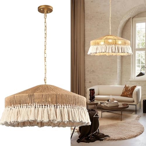 Large 3-Light Handwoven Rattan Pendant Light