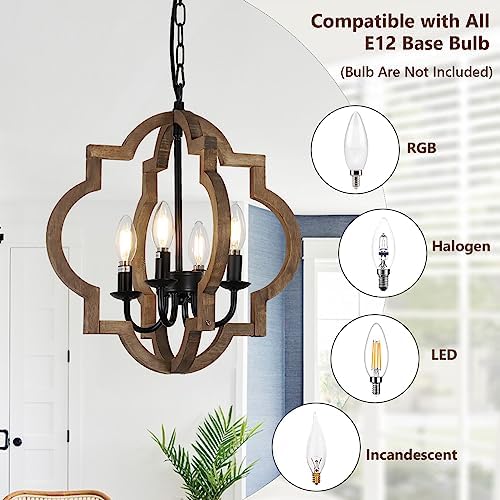 4-Light Brown Farmhouse Chandelier