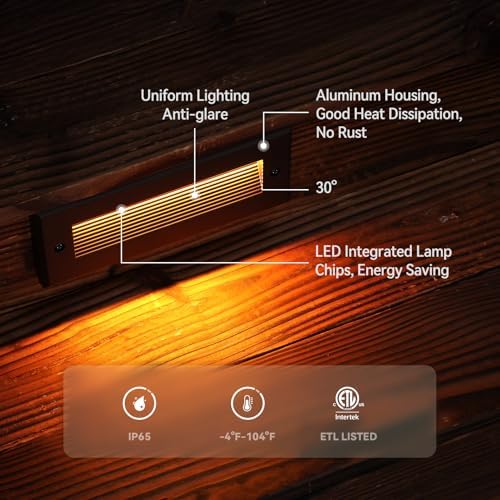 LEONLITE 12-Pack 9 Inch Dimmable LED Step Lights