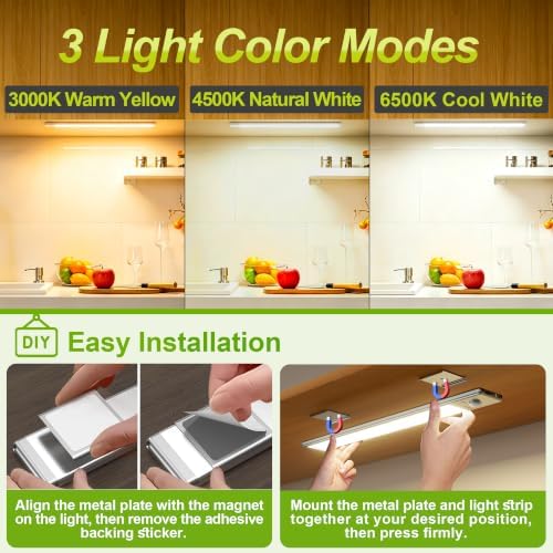 2 Pack Under Cabinet Lighting, 10in, Rechargeable