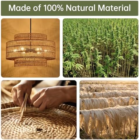 24" Rattan Chandelier, Large Boho Pendant Light