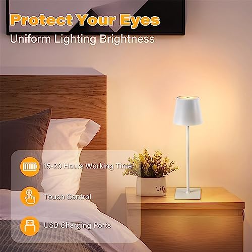 CHLORANTHUS 2 Pack Cordless Table Lamps, 5000mAh Battery