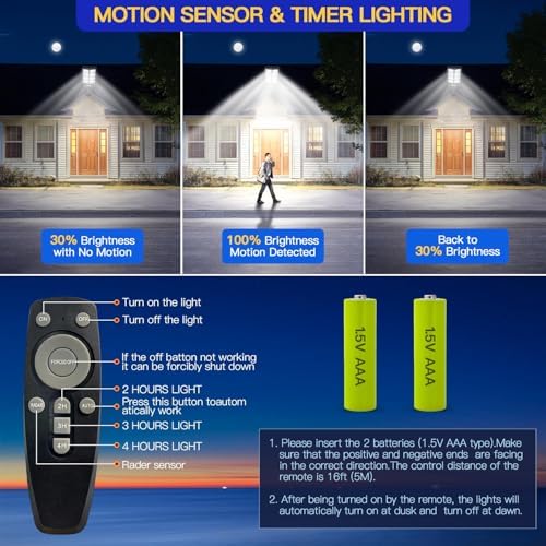 Waterproof Solar Lights, Motion Sensor, Dusk to Dawn