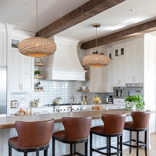 Handmade Rattan Oval Pendant Light, 16" Wide