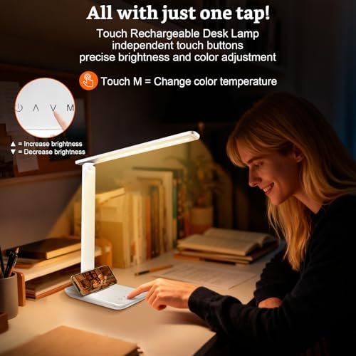 LED Rechargeable Desk Lamp, 4000mah, White