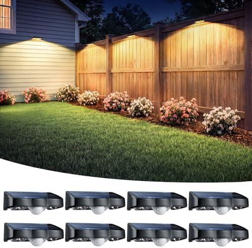 Solar Fence Lights, 8 Pack, Motion Sensor