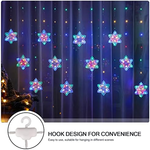BLOOMWIN Christmas Fairy Curtain Lights 9.8ft Snowflake Lights USB
