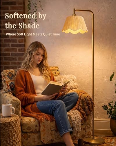 JOOFO Brushed Gold Floor Lamp with Remote