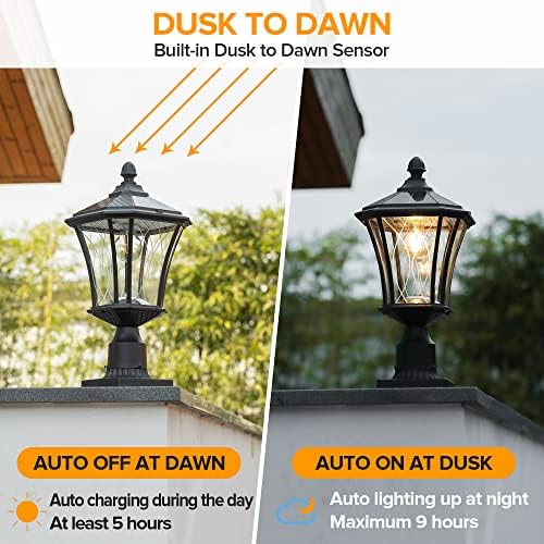 LUTEC Solar Post Light with Pier Mount Base, Black