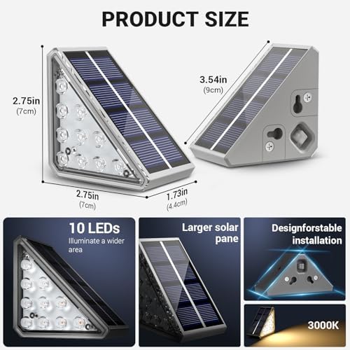 NIORSUN 6-Pack Waterproof Solar Step Lights, Warm White