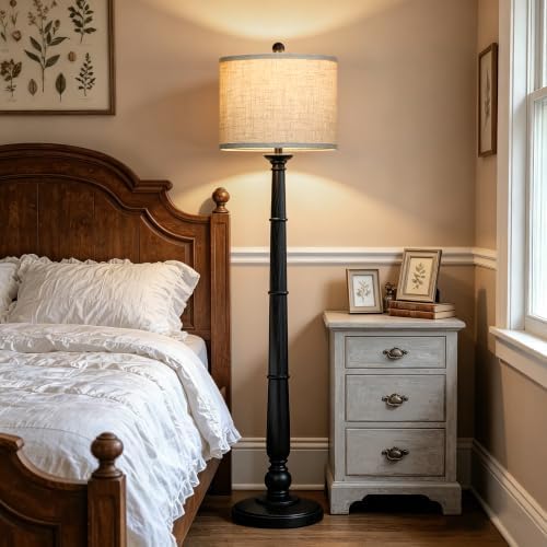 61'' Vintage Floor Lamp for Living Room, Rustic Farmhouse Tall