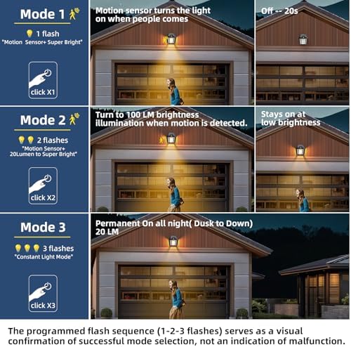 DERAYSION 9 Inch Solar Motion Sensor Wall Lanterns, 2 Pack