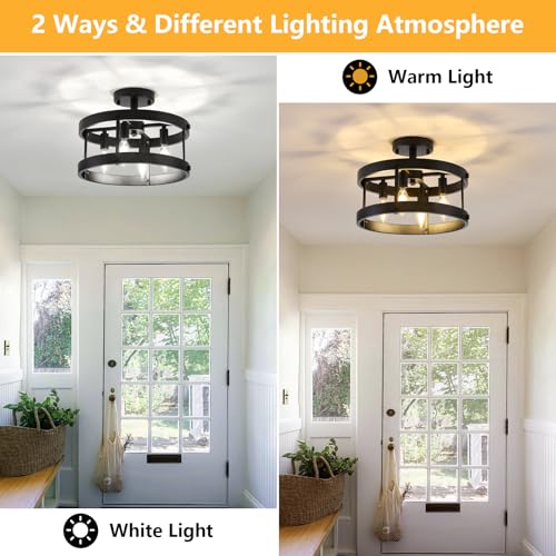 CYKJ 4-Light Black Semi-Flush Ceiling Fixture — UL Listed - alternate view