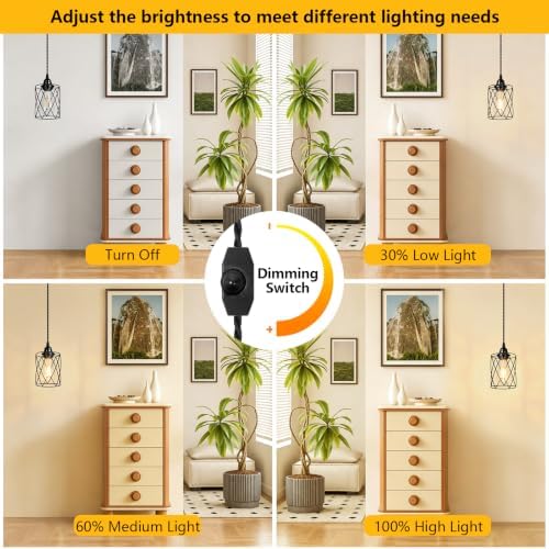 1-Pack Plug in Pendant Light, 15FT Cord, Black