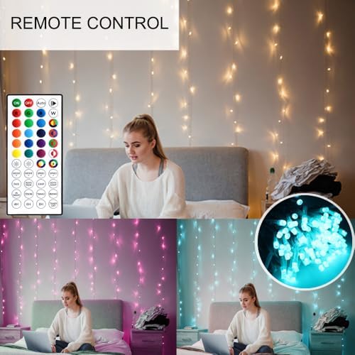 Solhice Curtain Lights Outdoor 20ft x10ft Color Changing, 480 LED Plug