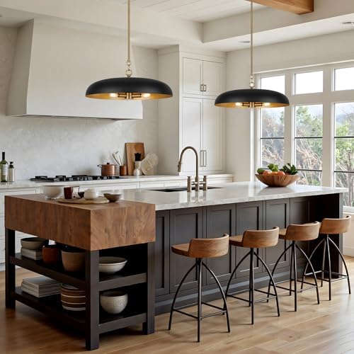 LamQee 20 Inch Black and Gold Pendant Light