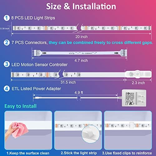 maylit 8 PCS Motion Sensor RGB Under Cabinet Lights