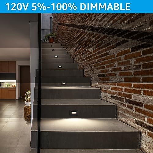 LEONLITE 3-Pack 5CCT LED Step Lights, Black