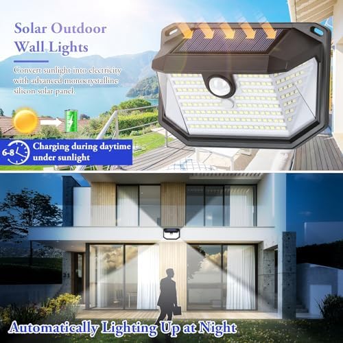 Solar Outdoor Motion Sensor Wall Lights, 2-Pack