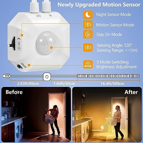 16.4ft Motion Sensor Under Bed LED Strip Lights