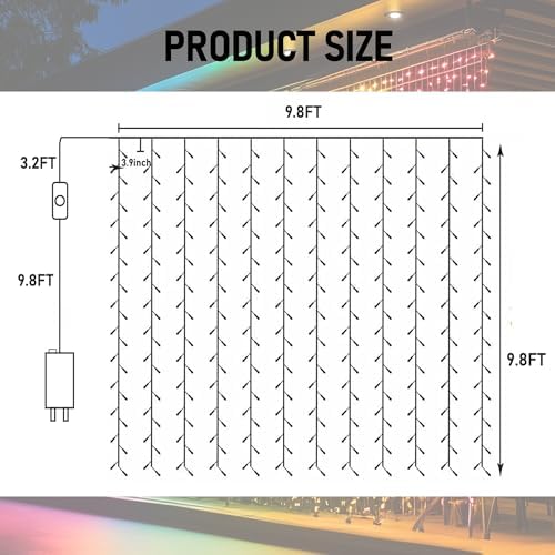Dazzle Bright 300 LED RGB Curtain String Lights