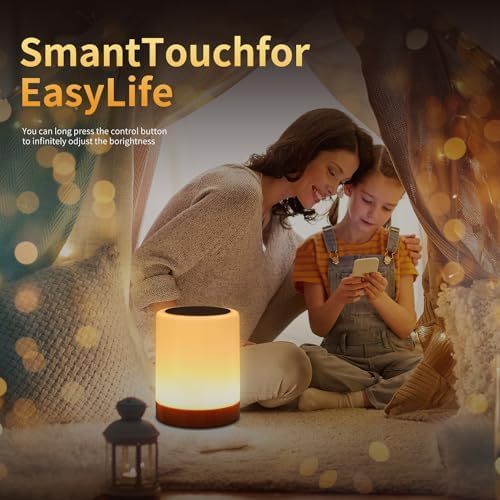 OORUN Touch Bedside Table Lamp, 13 RGB Colors, Rechargeable