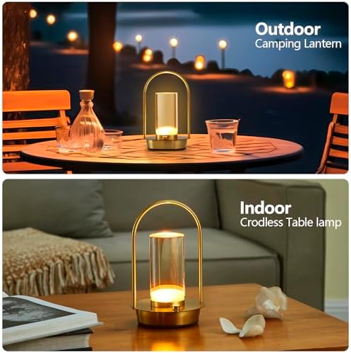 Rechargeable Cordless Touch Table Lamp, Gold