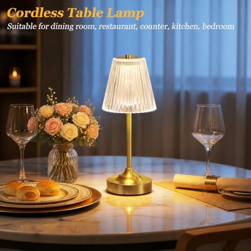 Gold Cordless Rechargeable Crystal Table Lamp, Small