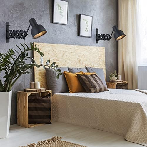 COSYLUX Industrial Plug-in Swing Arm Wall Sconce, Black