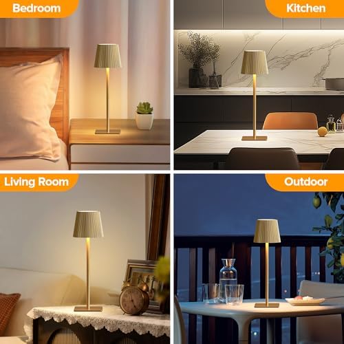 LUTEC 2 Pack Cordless Table Lamps, 6000mAh, Gold