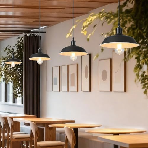 Plug in Pendant Light, 197” Cord, Black and White