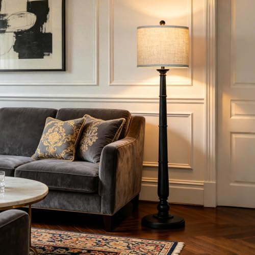61'' Vintage Floor Lamp for Living Room, Rustic Farmhouse Tall