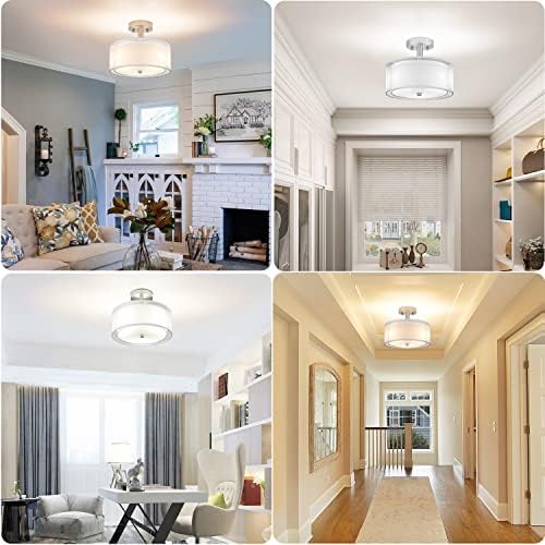 3-Light Drum Semi Flush Mount Ceiling Light