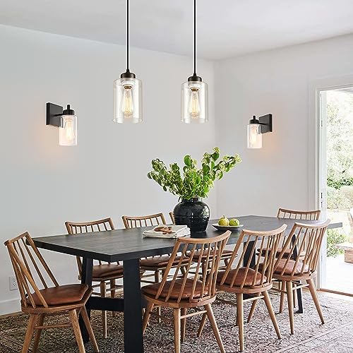 Modern Black Farmhouse Glass Pendant Light