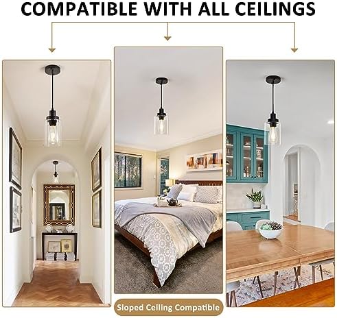 WimiSom Industrial Pendant Lighting, Modern Clear Glass Shade