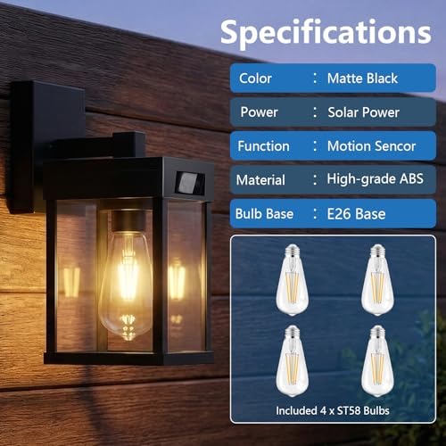 Solar Outdoor Motion Sensor Wall Lanterns, 2 Pack