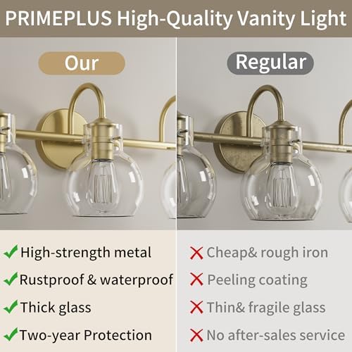 2 Lights Modern Gold Bathroom Vanity Light