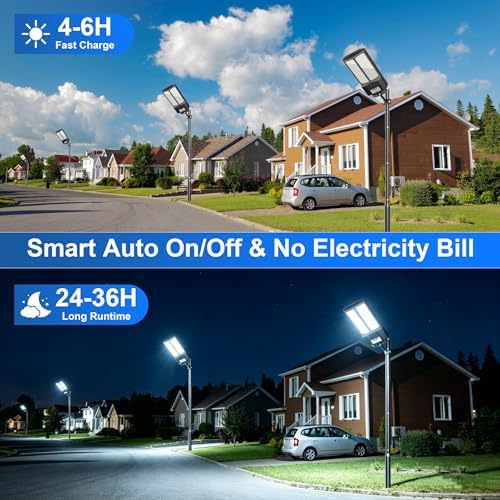 2-Pack Solar Outdoor Street Lights, Motion Sensor, Remote