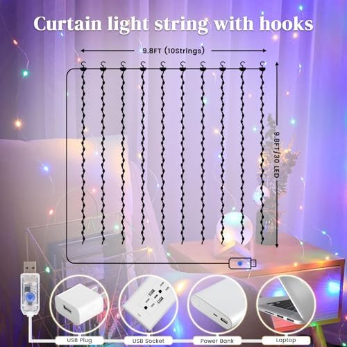 DomeStar 300 LED Fairy Curtain Lights, 9.8 x 9.8 FT