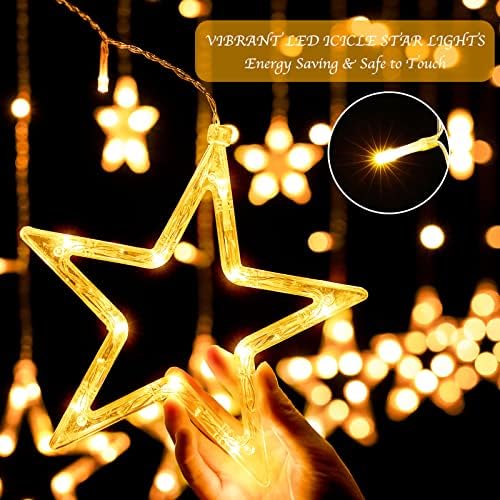 Star Curtain Lights, 9ft 138 LED Warm White