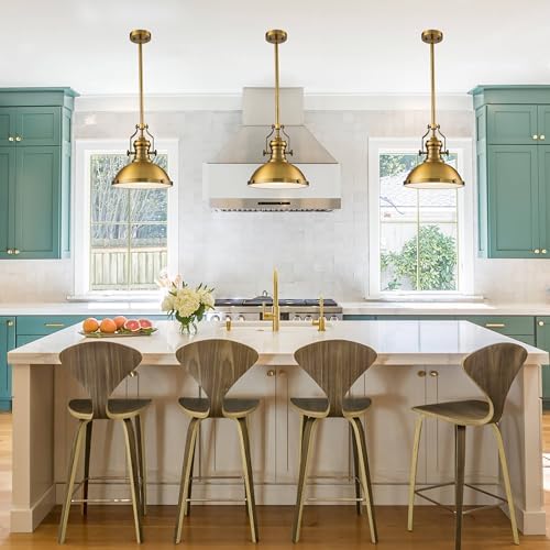 ALOADECOR 13" Antique Brass Dome Pendant Light
