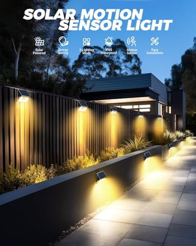 Vighep 4 Pack Solar Fence Lights, Motion Sensor