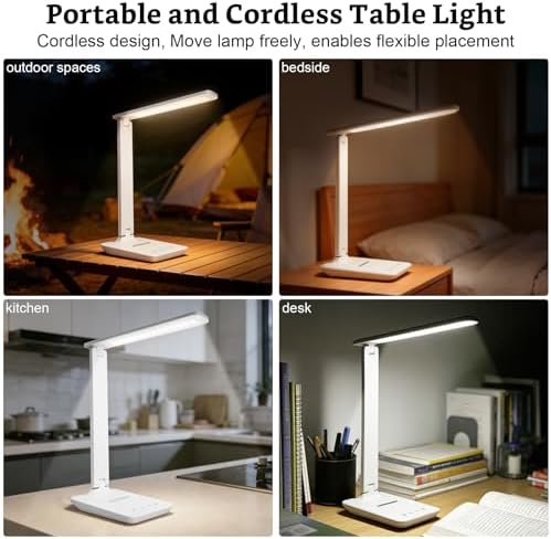 LED Rechargeable Desk Lamp, 4000mah, White