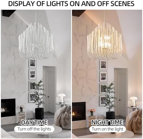 HEYAN 36-Inch Whitewash Wood Pendant Light