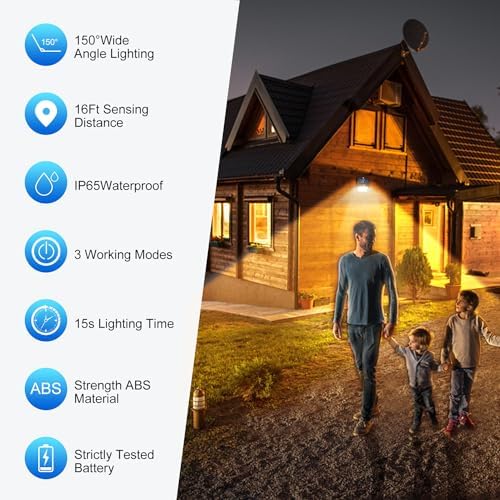 SEZAC Solar Motion Sensor Lights, 6 Pack, Warm White