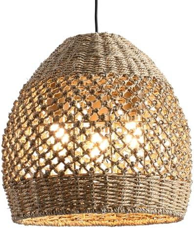 13.39in Boho Rattan Pendant Light