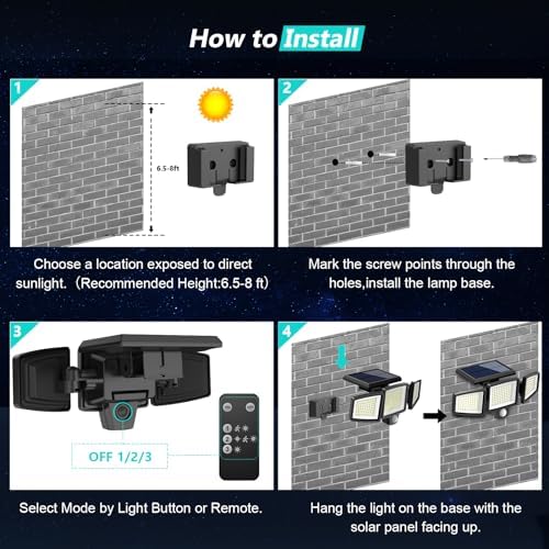 Tuffenough Solar Security Lights, 2500LM, 2 Pack