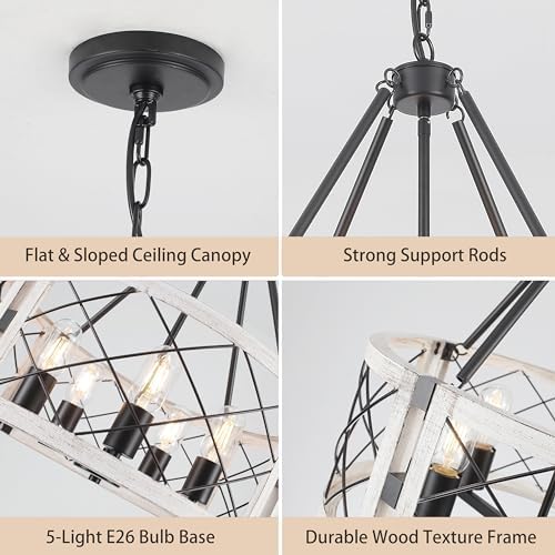 19.8 Inch 5-Light Rustic Farmhouse Chandelier