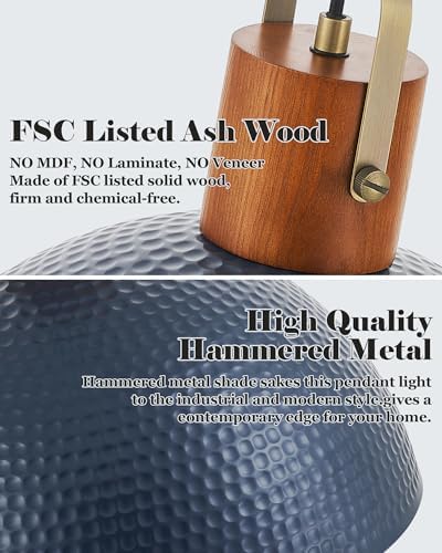 ELYONA 16-Inch Ash Wood Dome Pendant Light